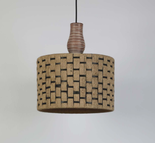 Woven Pendant Lamp(Cane + Jute + Wood)