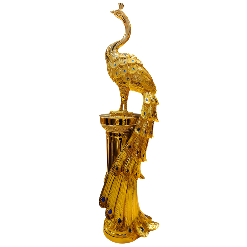 Elegant Golden Peacock Idol