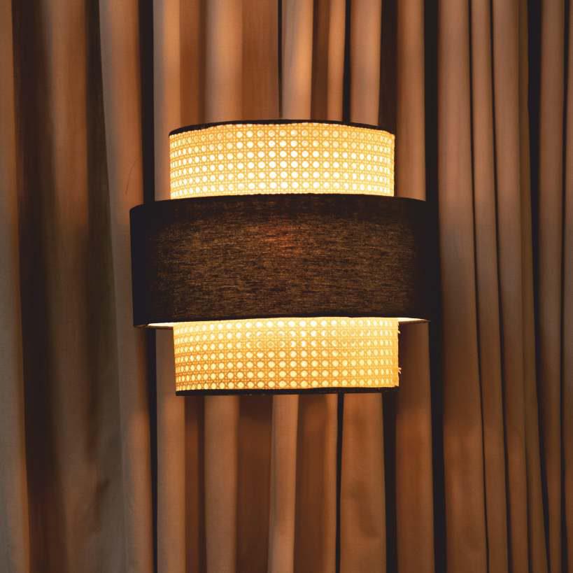 Rattan Cane Fabric Lamp