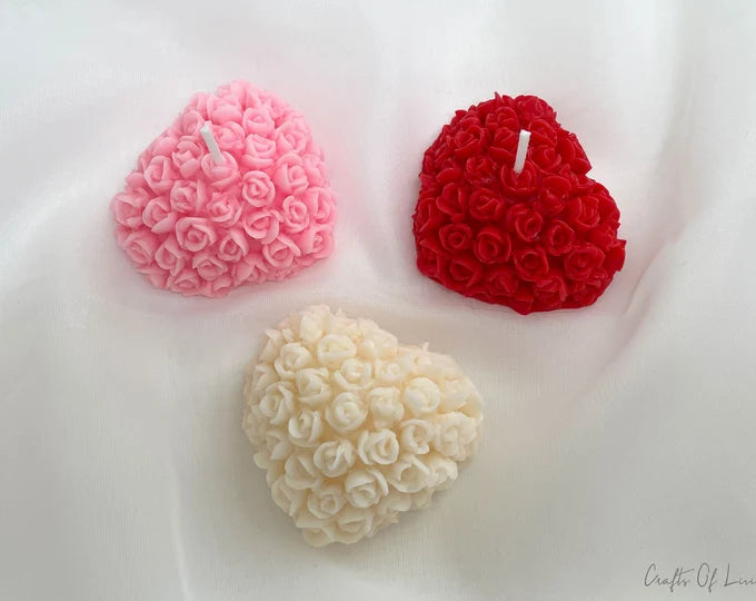 Rose Heart Shaped Scented Candle(Pack of 3)