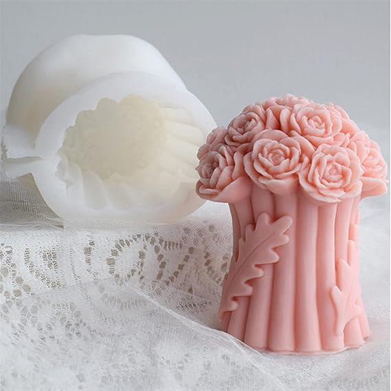 Decorative Rose Bouquet Scented Candle(Pack of 2)